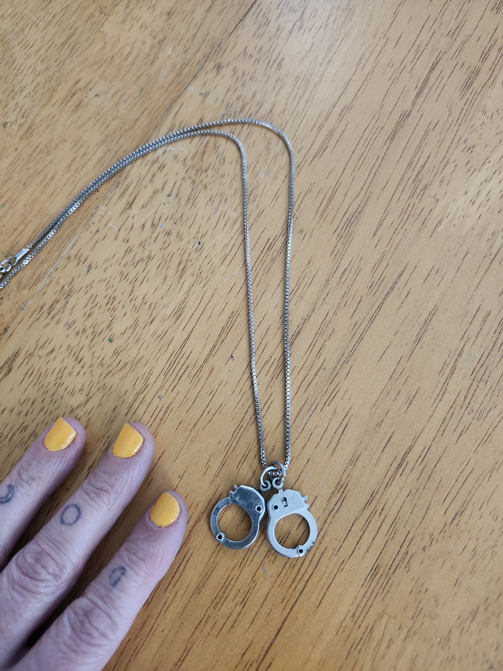 Handcuff Pendant Necklace - Silver Tone